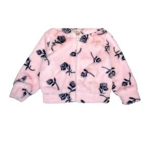 NEW DOE A DEAR kids furry hooded jacket in rose